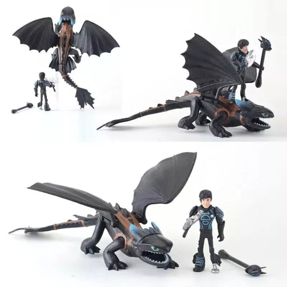 How to Train Your Dragon Figures Set Hiccup Astrid Light Fury Toothless Stormfly - Picture 4 of 16